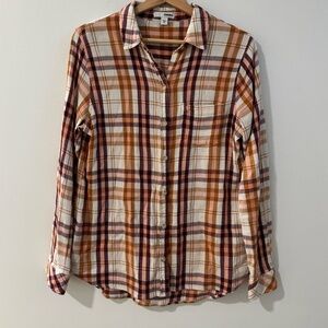 Sonoma Plaid Everyday Comfort Button Down Shirt Medium